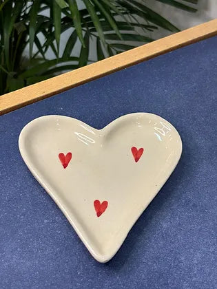 Red Heart Handle Tea Cup & Heart Saucer Set