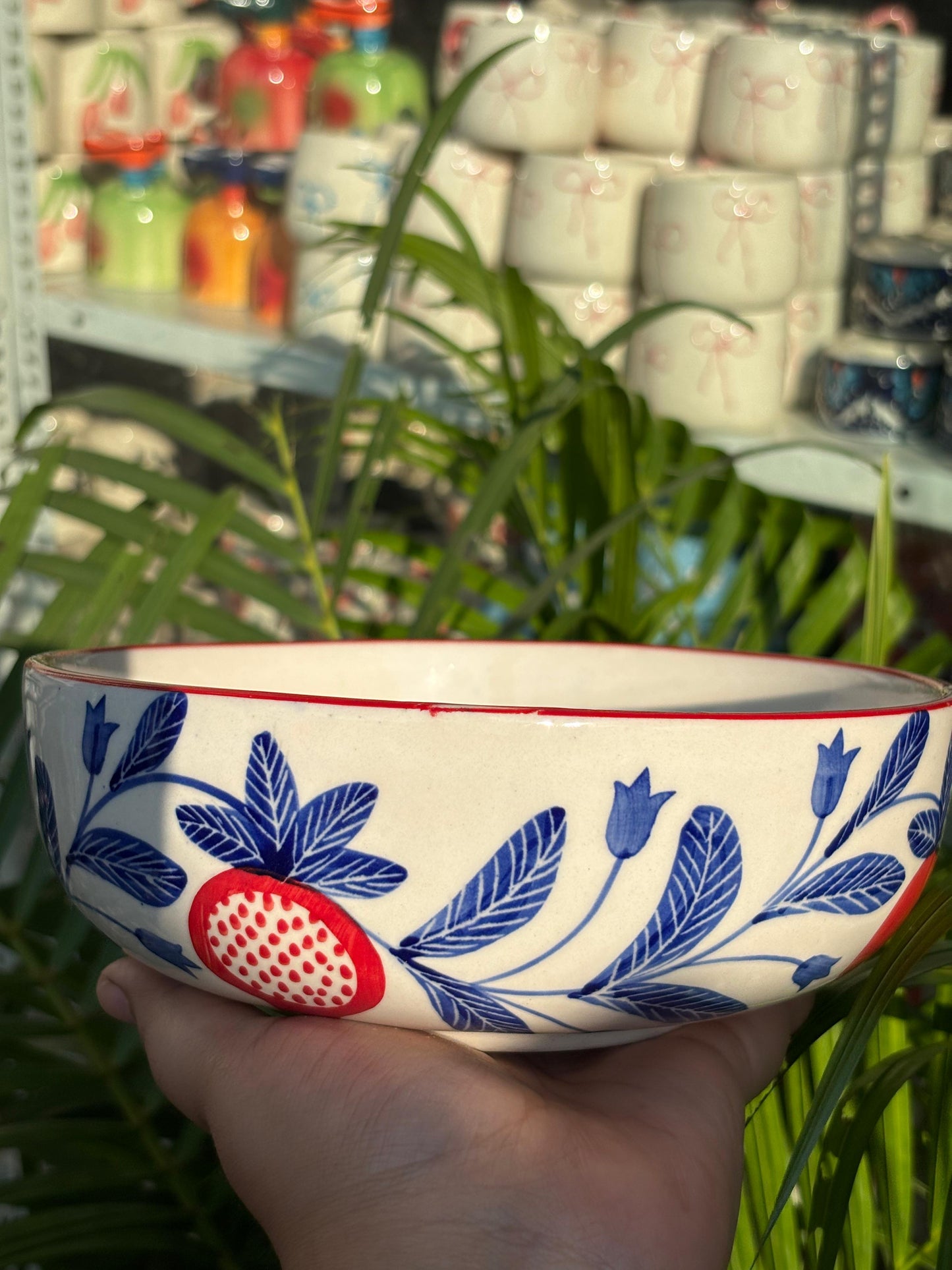 Blue Blossom Pomegranate Serving/Salad Bowl