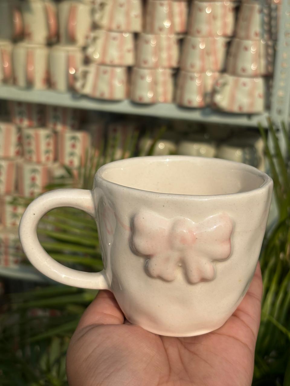 Blush Bow Embossed Ceramic Mug