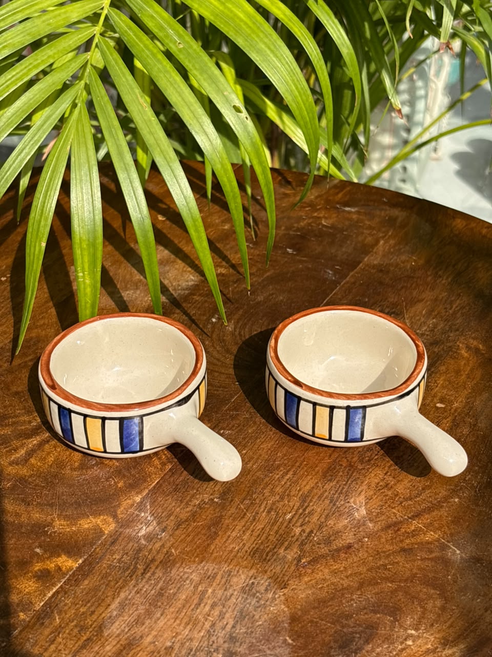 Colorful Lines Dip Bowls with Handle (Set of 2)