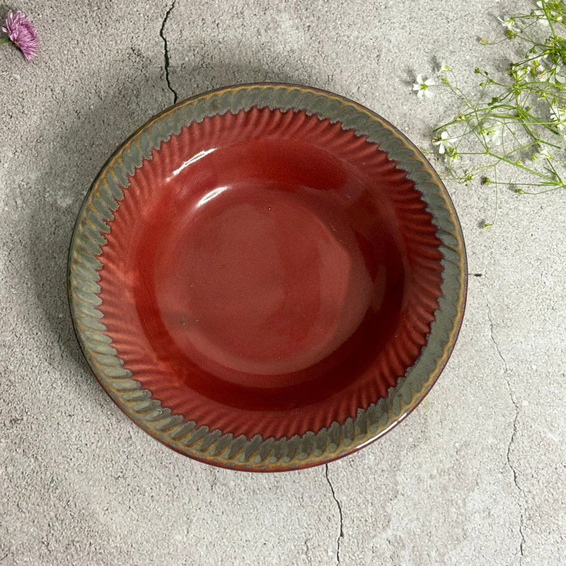 Maroon Glaze Pasta Plates (Set of 2) (7inc)