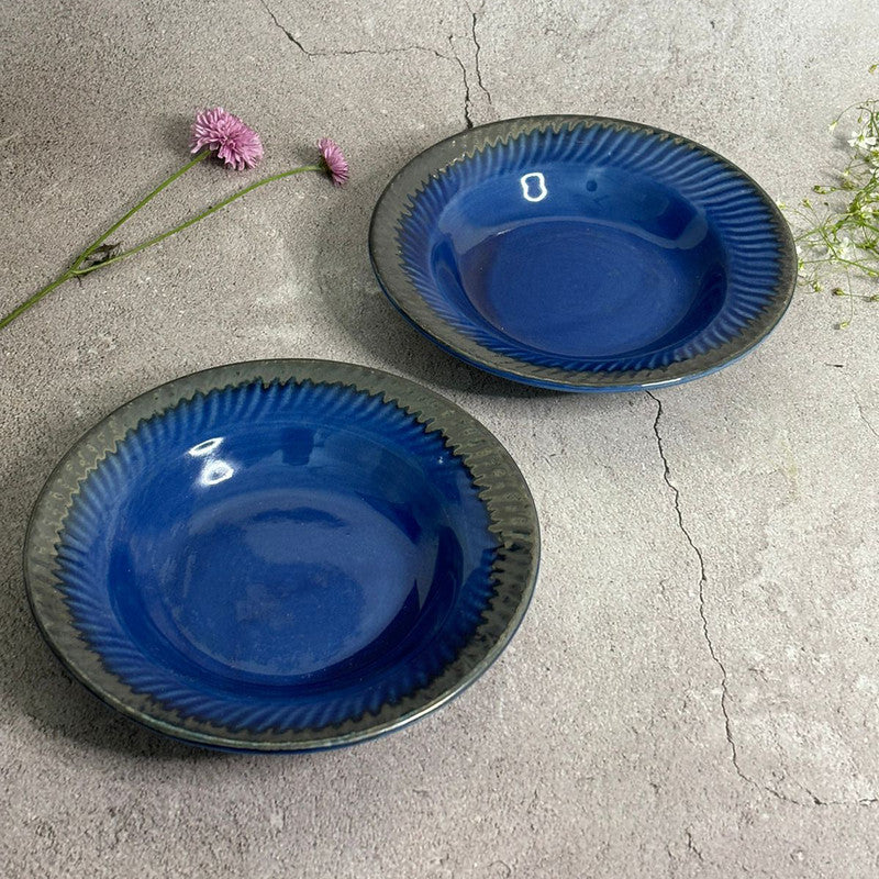 Blue Glaze Pasta Plates (Set of 2) (7inc)