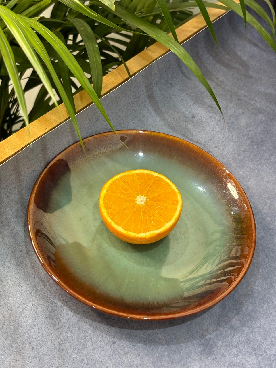 Green & Brown Glaze Quarter Plates (Set of 2)