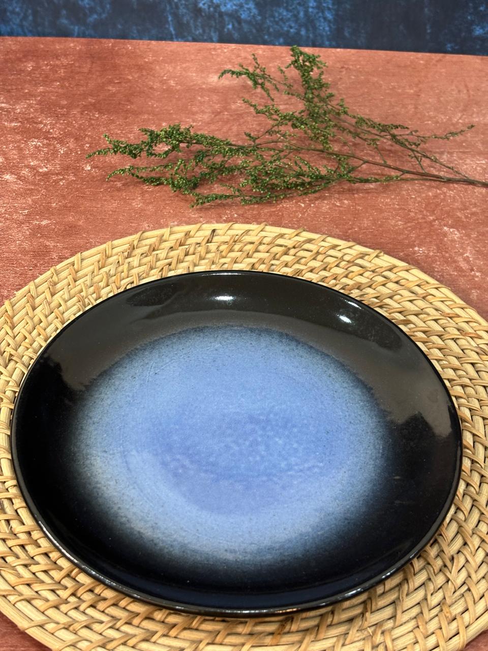 Blue Black Glaze Quarter Plates (Set of 2)
