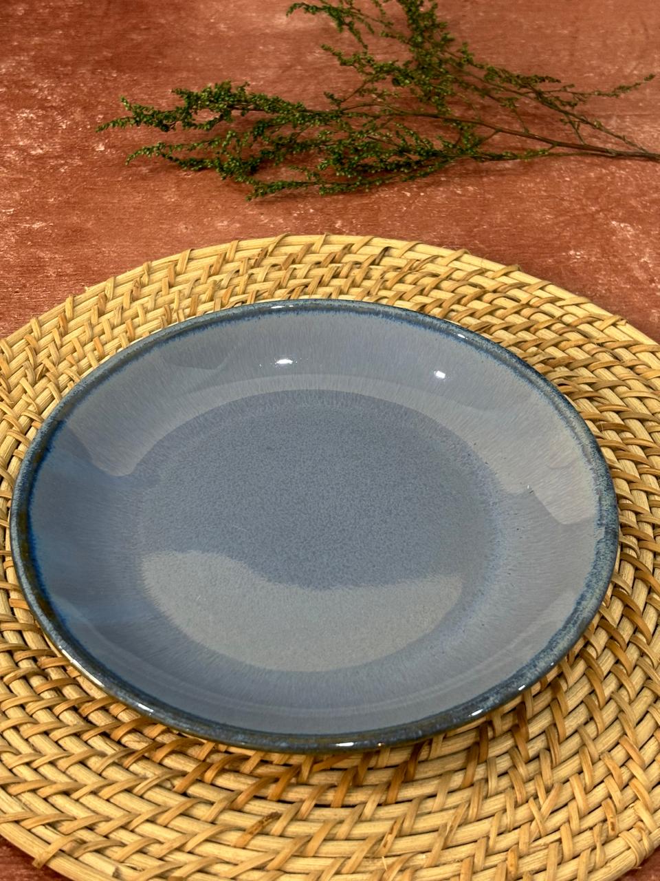 Metallic Blue Glaze Plane Quarter Plates (Set of 2)