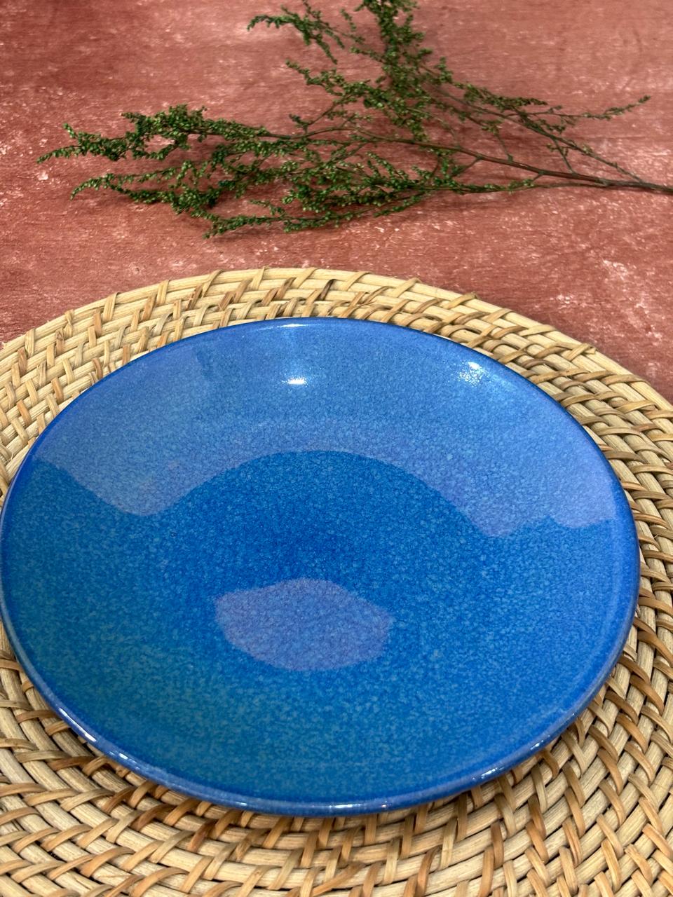 Blue Glaze Quarter Plates (Set of 2)