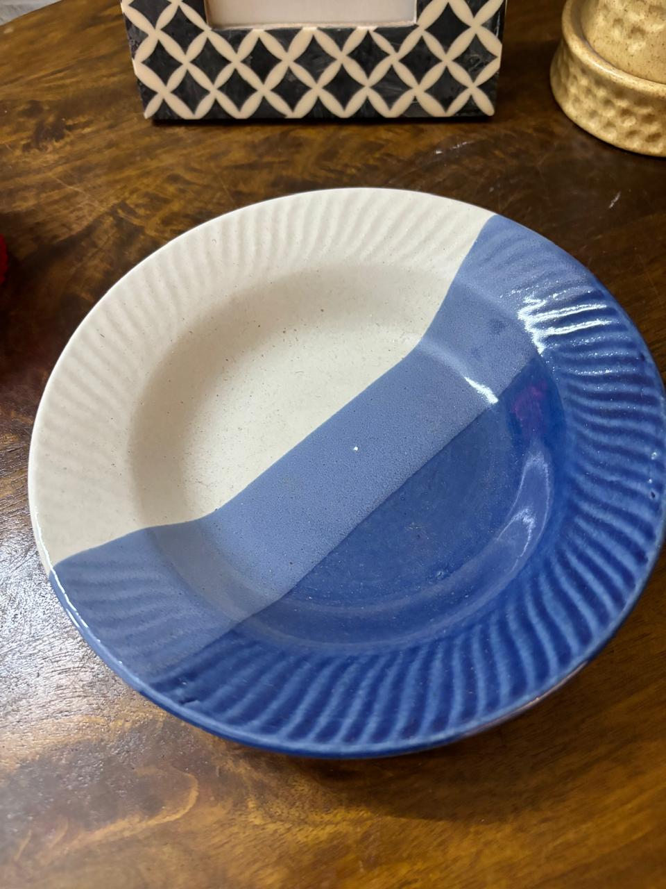 Blue White Dual Shade Pasta Plates (Set of 2) (7inc)