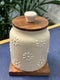 White Embossed Floral Air-tight Jar