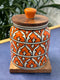 Orange Multi Floral Medium Size Air-tight Jar