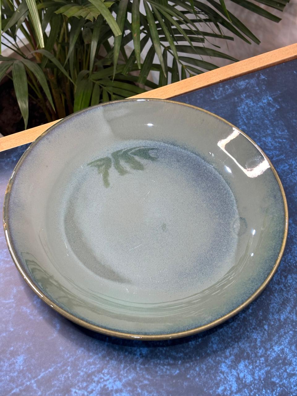 Green Glaze Dinner Plates (Set of 2)