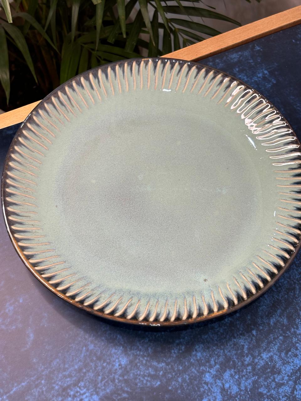 Mint Green Line Glaze Dinner Plates (Set of 2)