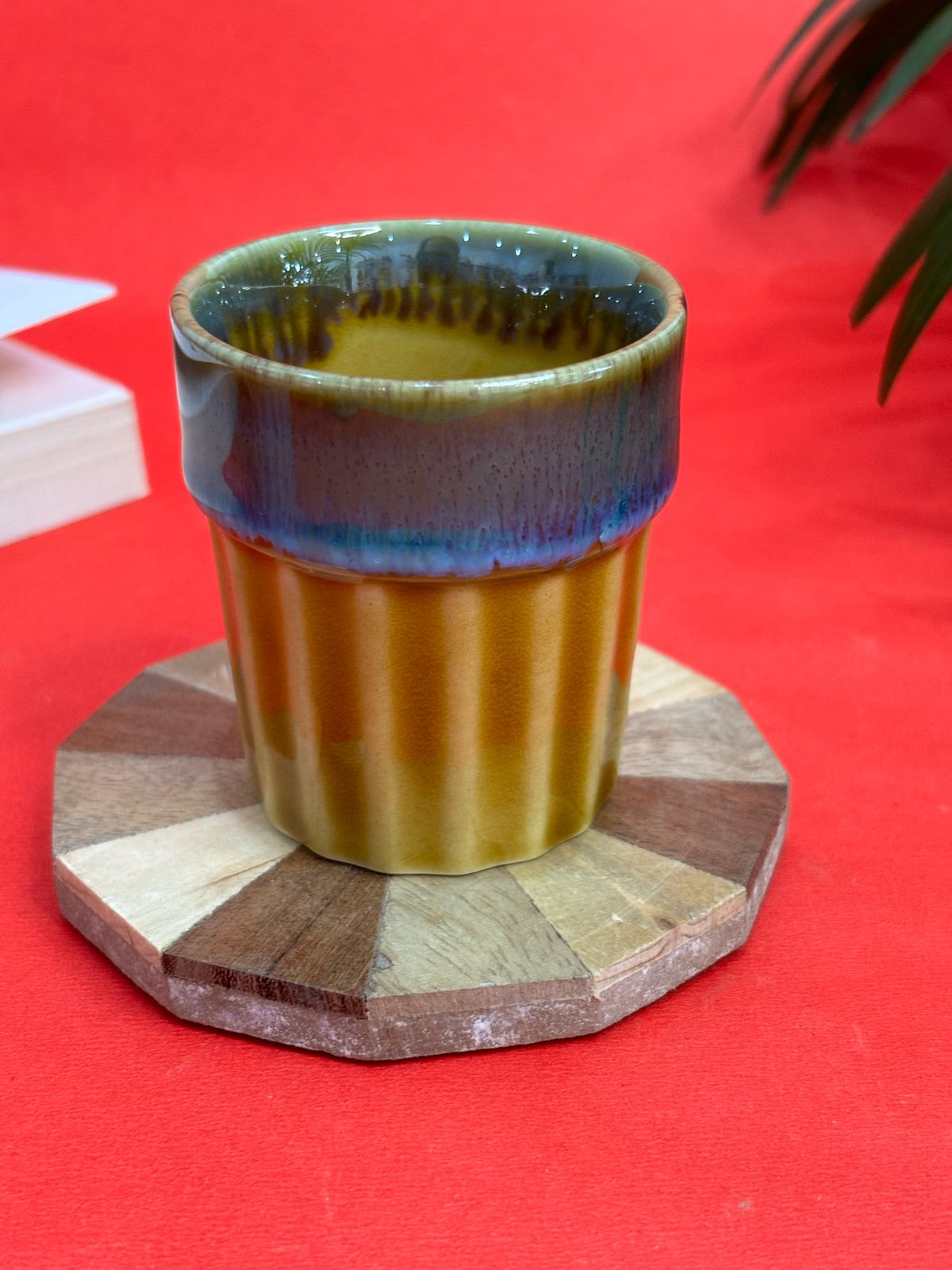 Yellow Glaze Cutting Tea Cup/Kulhad (Set of 2)