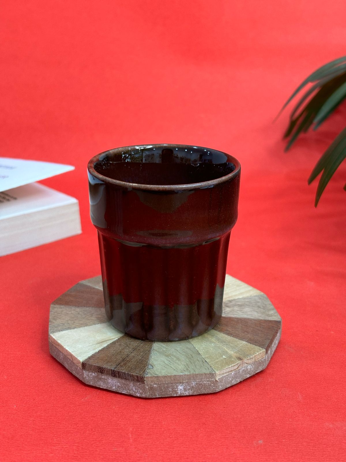 Brown Glaze Cutting Tea Cup/Kulhad (Set of 2)