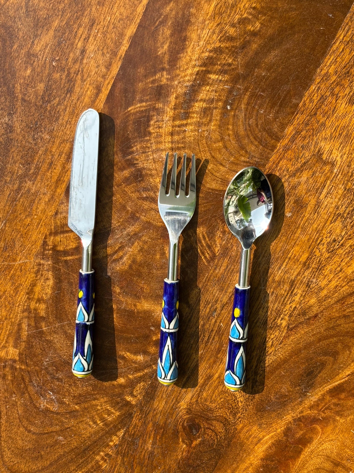 Midnight Bloom Handcrafted Cutlery Set (Set of 3)