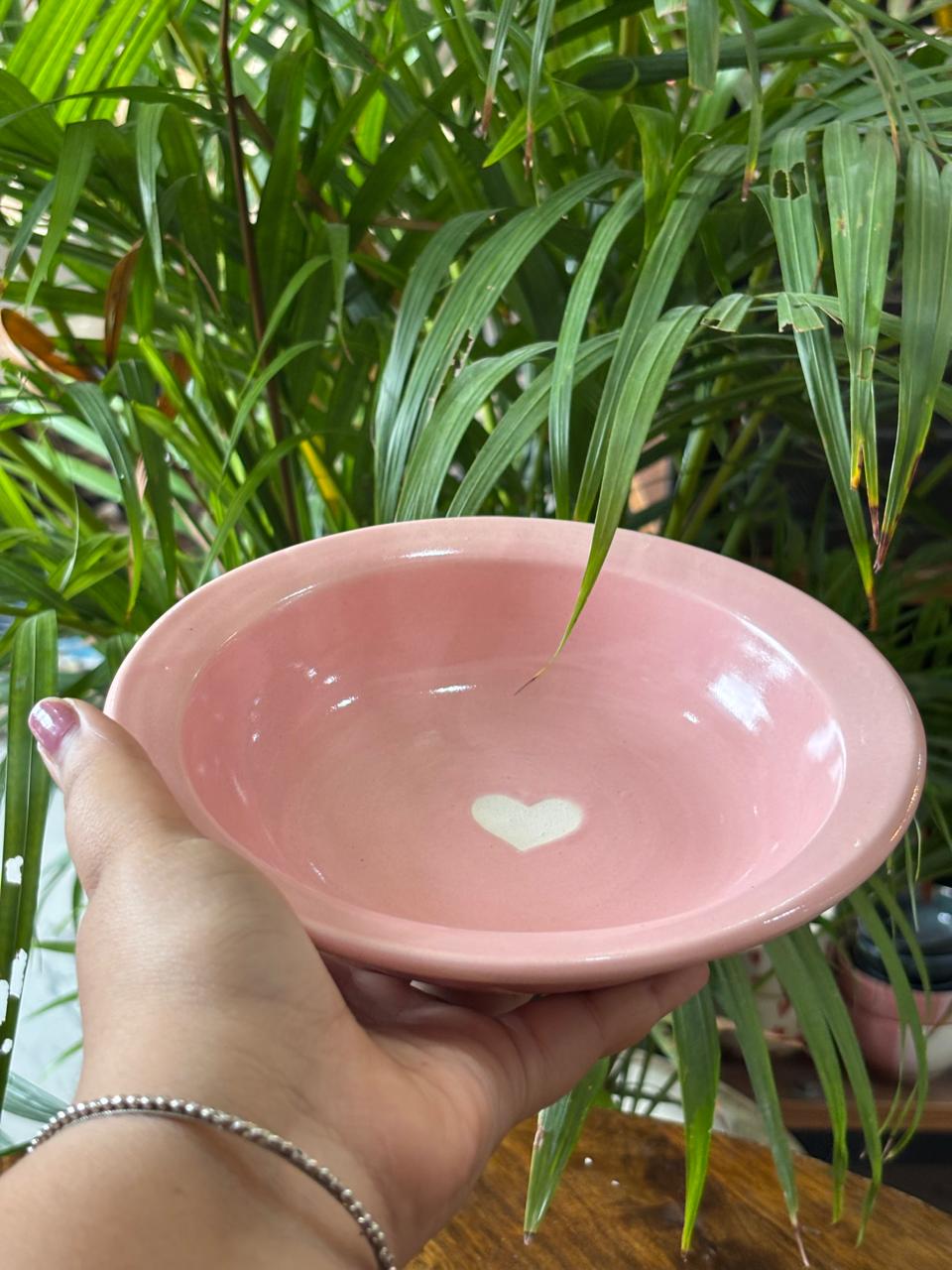 Pink Heart Pasta Plates Set of 2 (7inc)