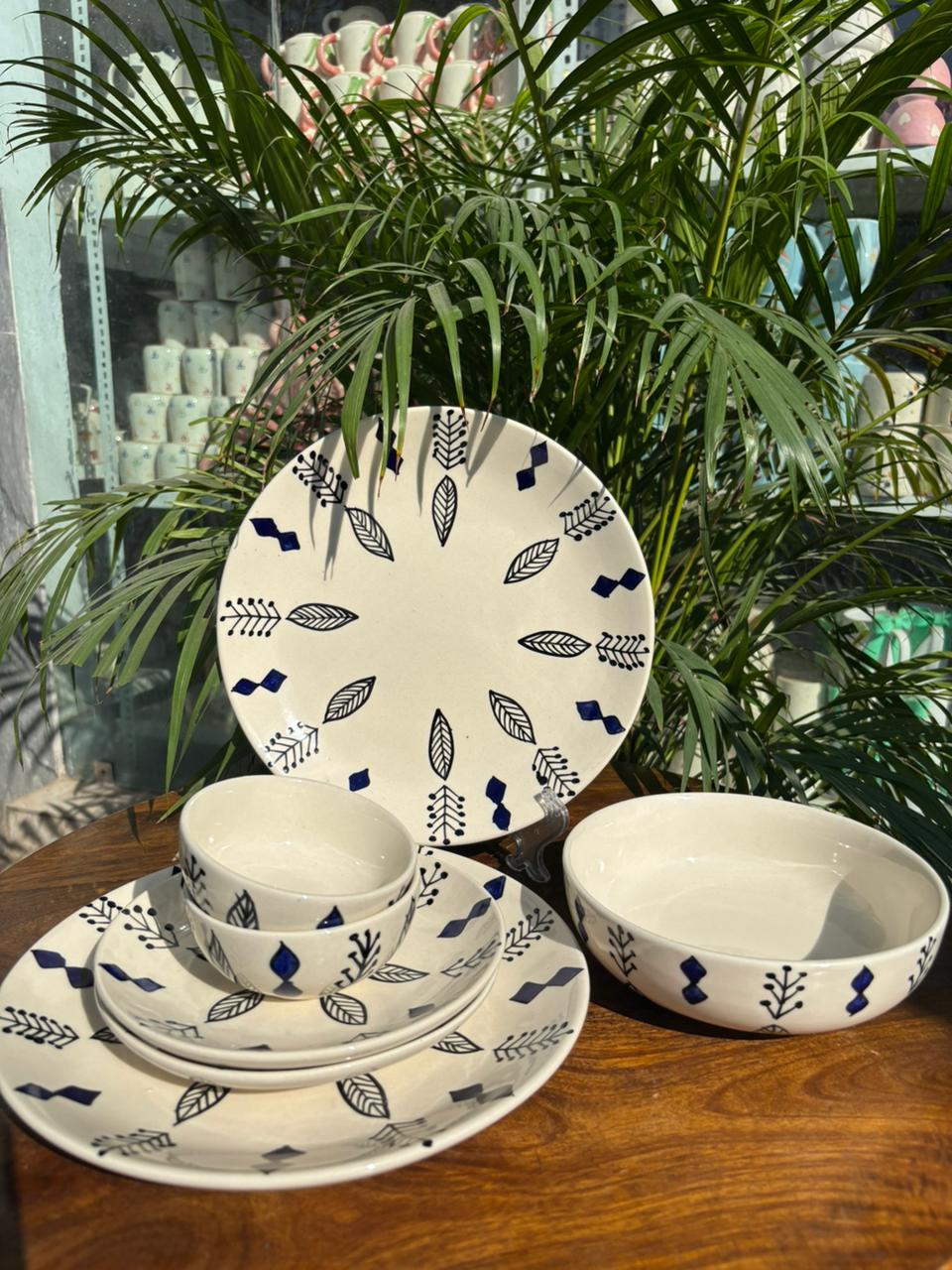 Royal Indigo Handcrafted Premium Dinner Set (Set of 7)