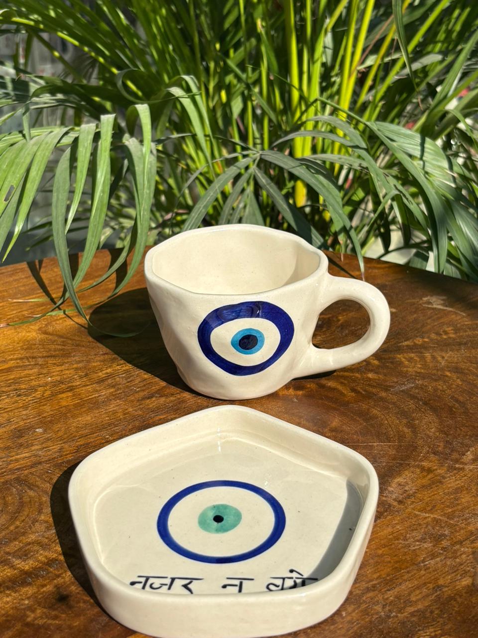 Evil Eye Coffee Mug & Saucer Set