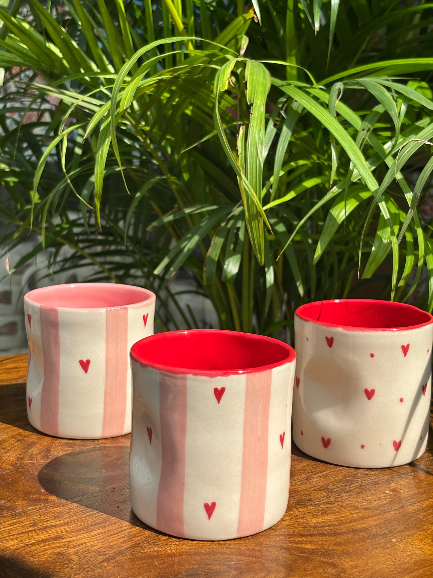 Blush of Hearts Candle Jars/ Water Glasses Combo (Set of 3)