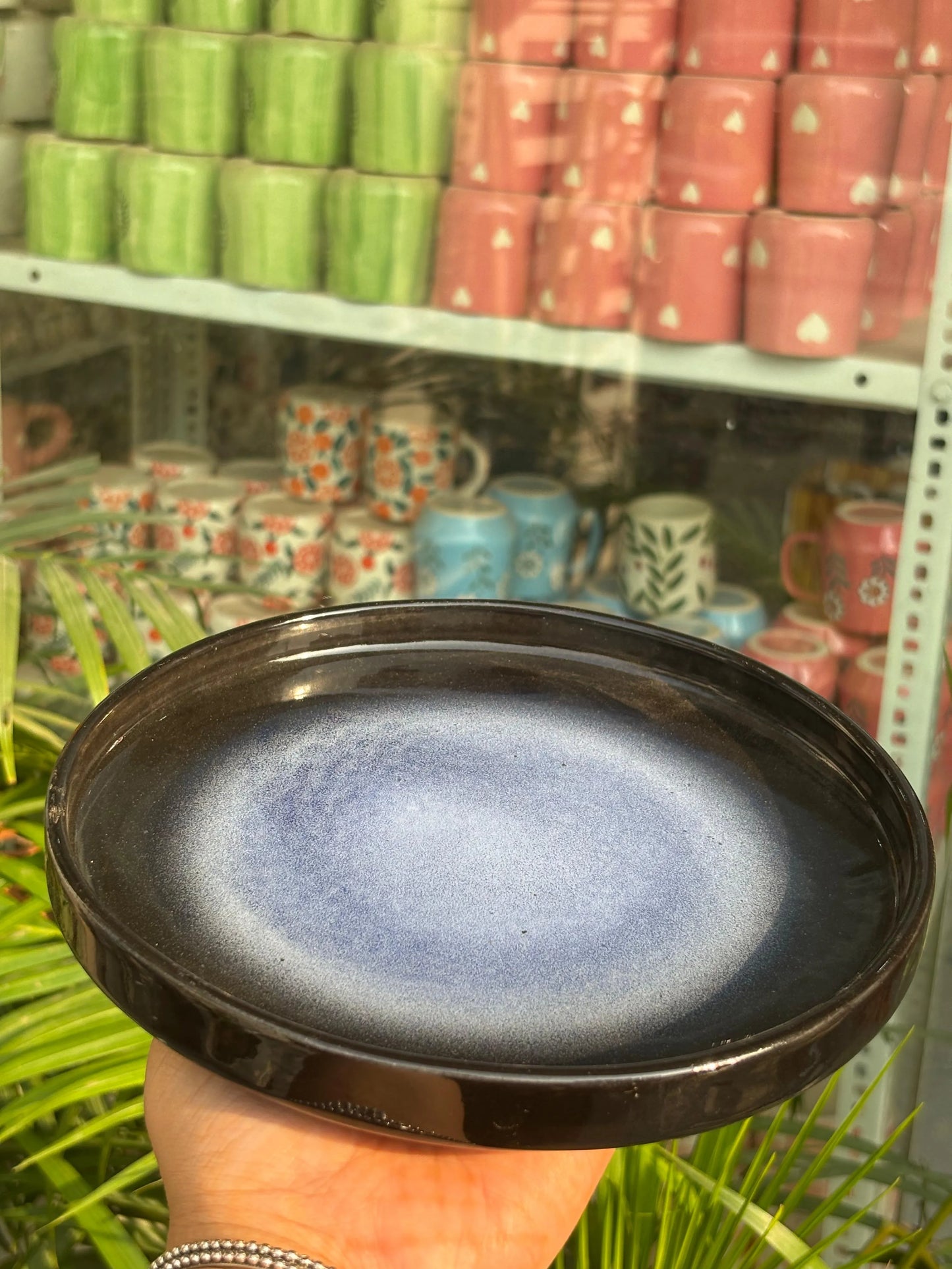 Blue & Black Glaze Snack Plate/Platter