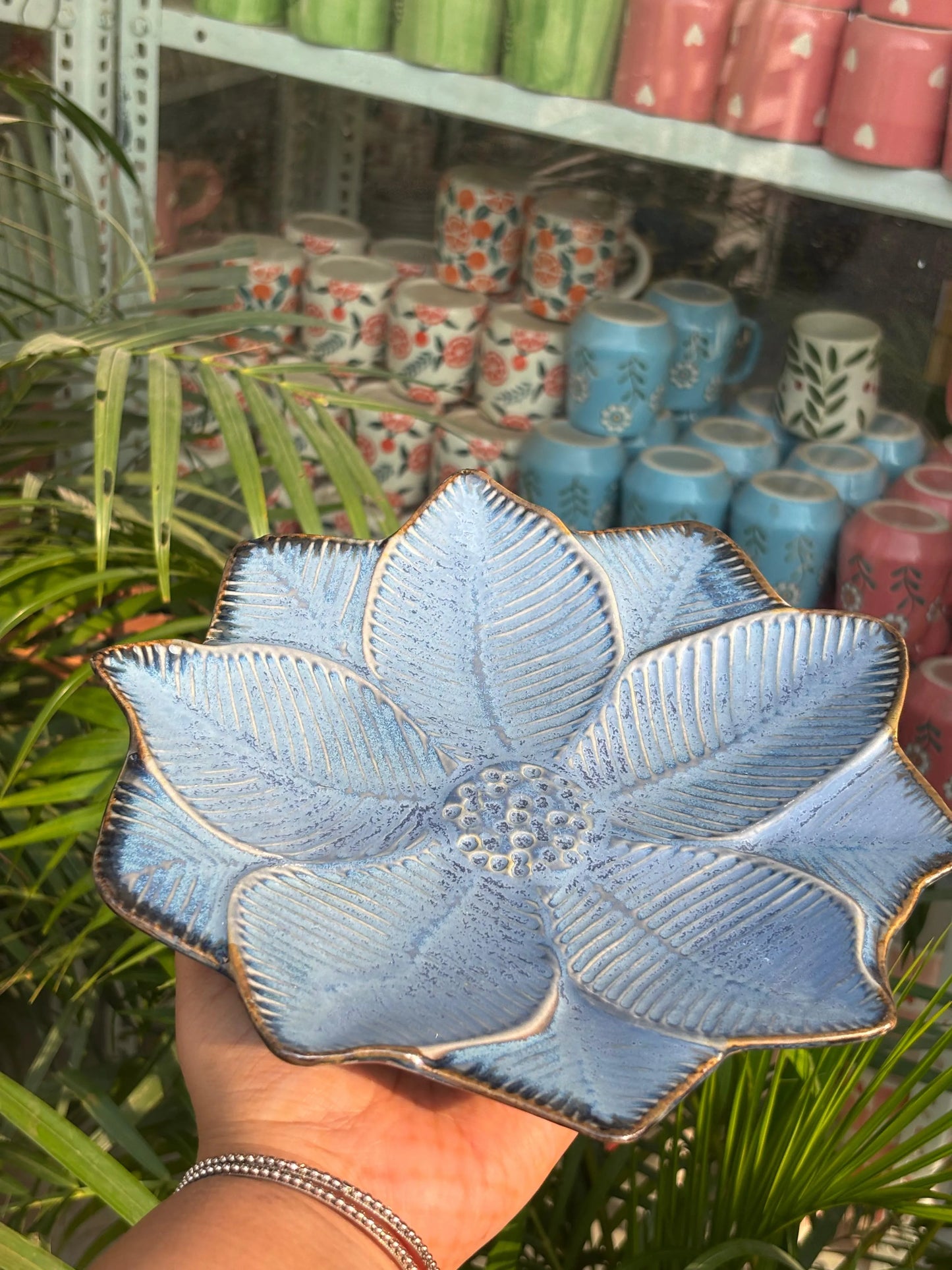 Blush Bloom-Metallic Blue Platter