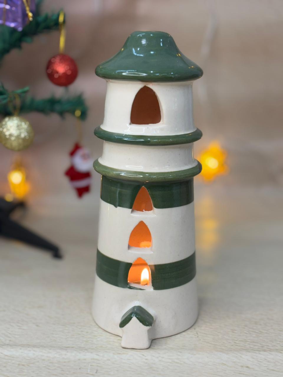 Cozy Coast Lighthouse Tealight Holder-Green