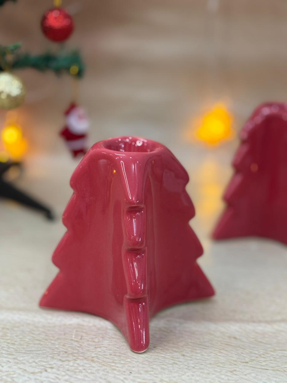 Cozy Pine Tree Tealight Stand-Red
