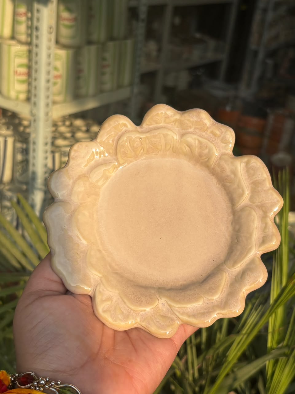 Ivory Petal Ceramic Snack Plate – Set of 2