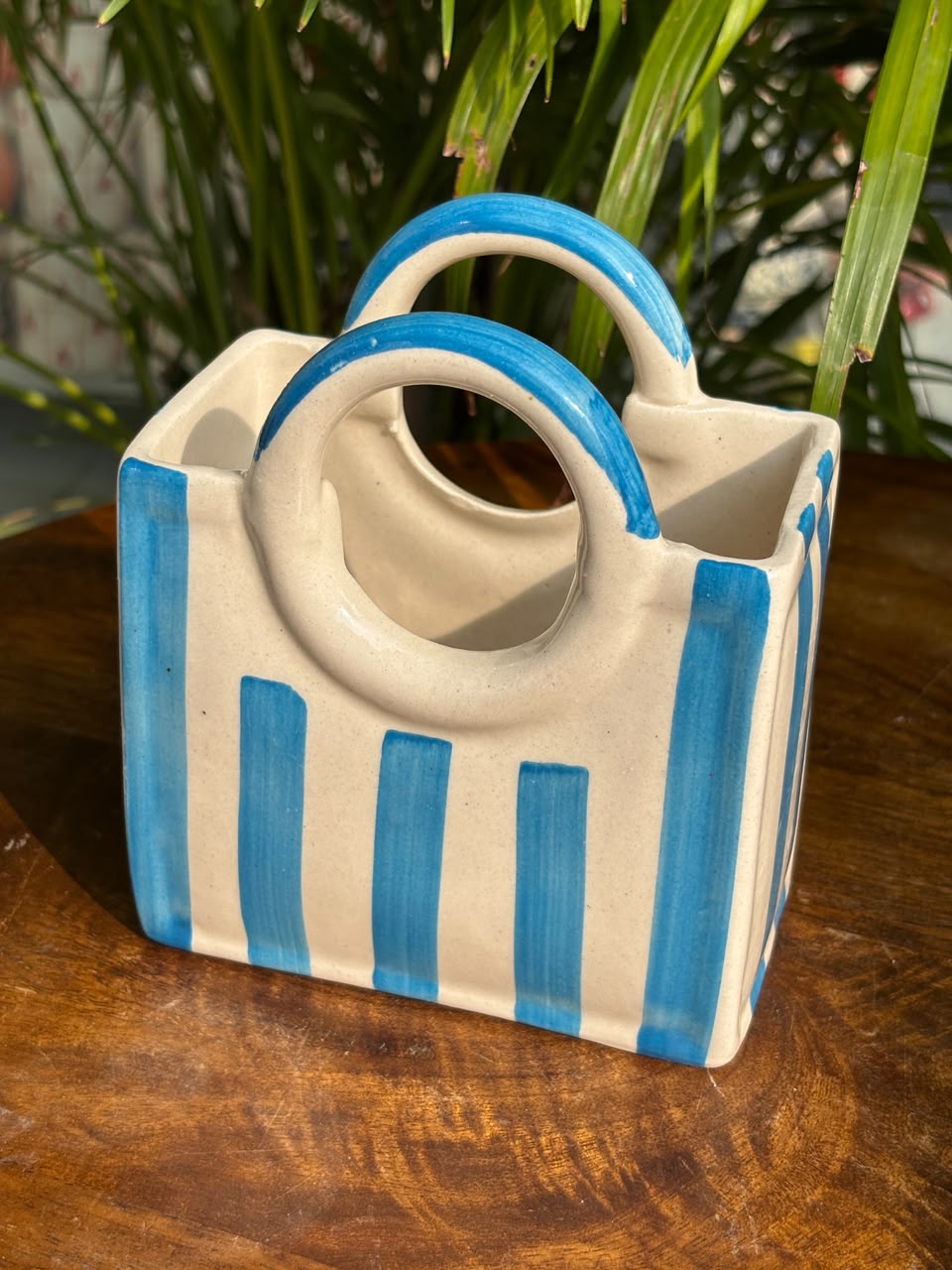 Light Blue Stripe Cutlery Holder