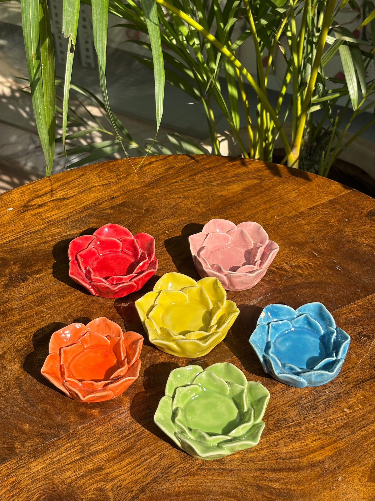 Lotus Glow Tea Light Holders (Set of 5 Assorted Colors)