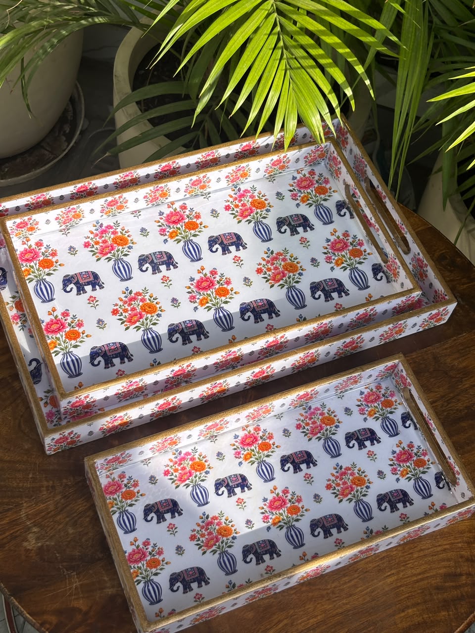 Maharaja Royale Wooden Tray Set (Set of 3)
