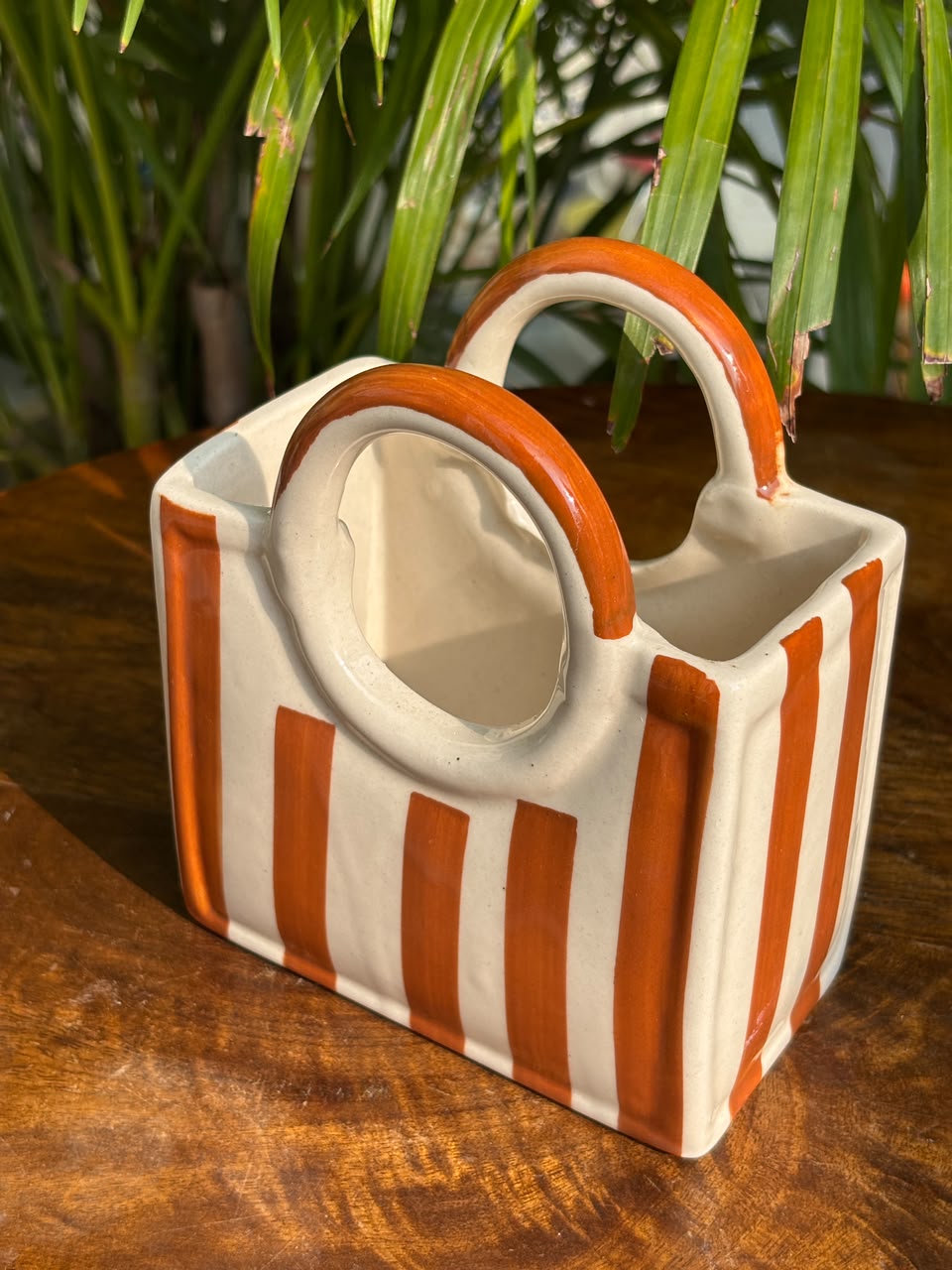 Brown Stripe Cutlery Holder
