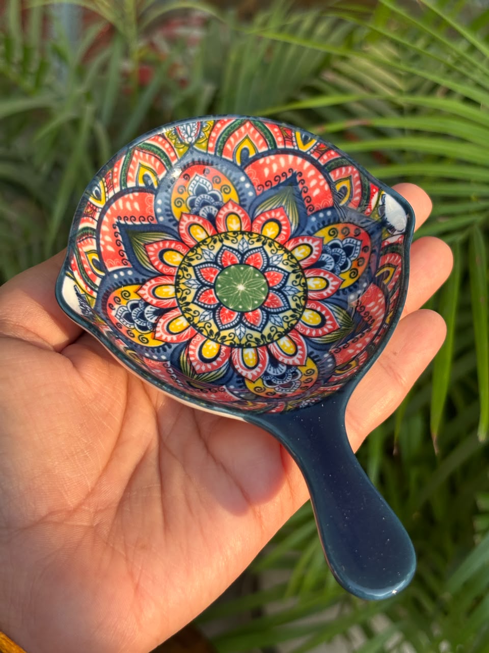 Royal Blue Mandala Dip Bowls with Handle (Set of 2)
