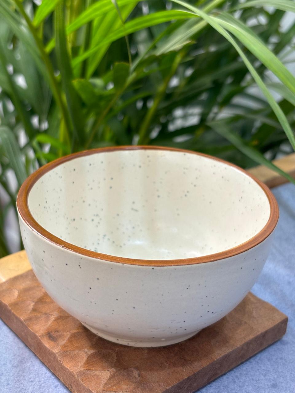 White Dinner Set with Brown Rim (Set of 20)