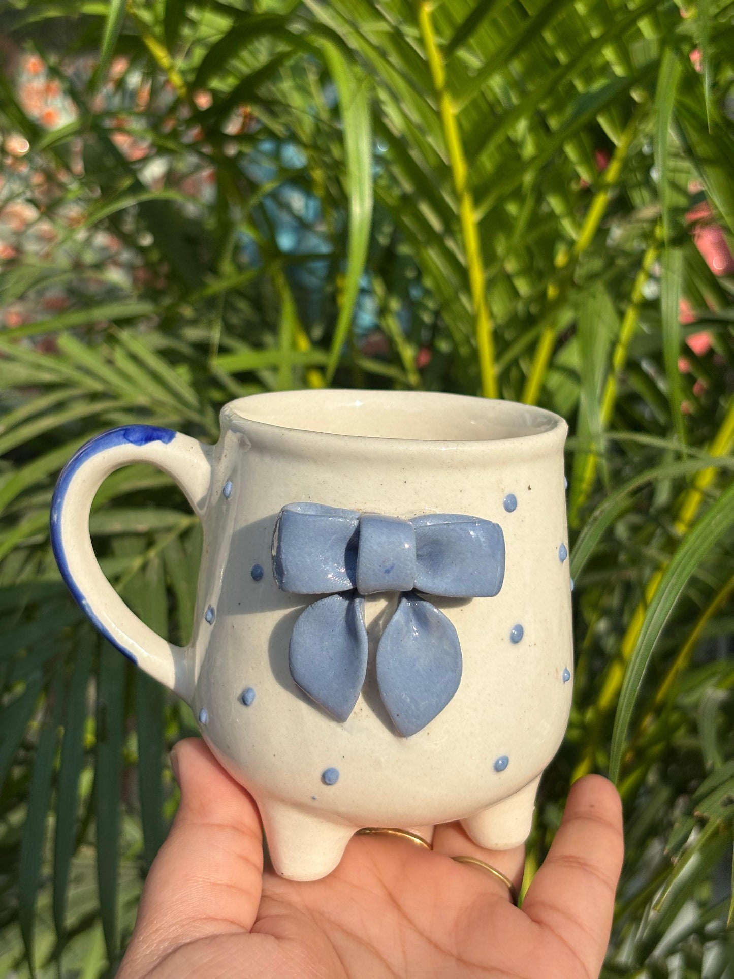 Blue Scarlet Bow Leg Coffee Mug