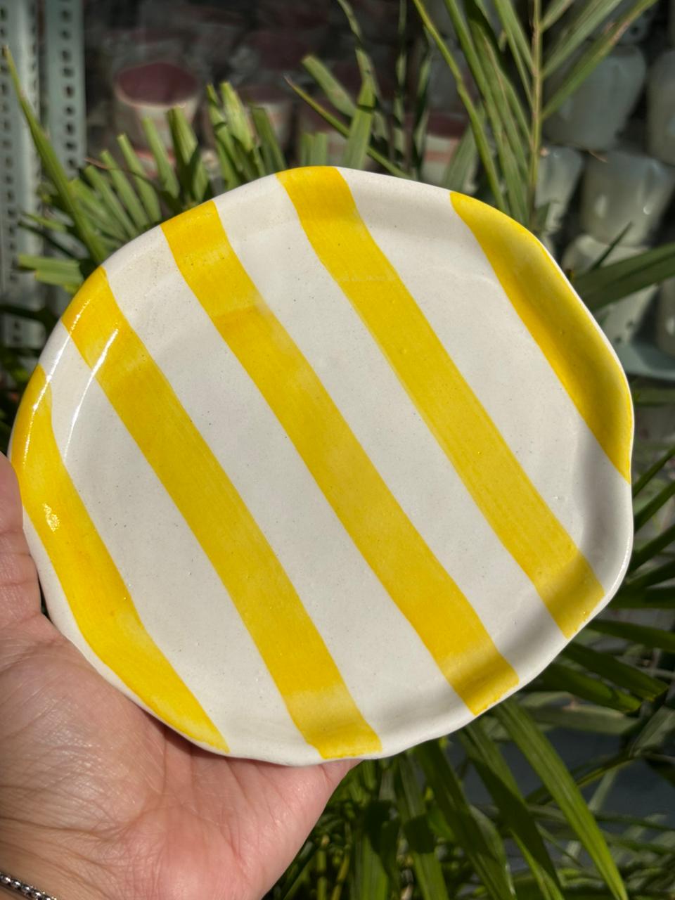 Yellow Green Candy Swirl Snack Plate (Set of 2)