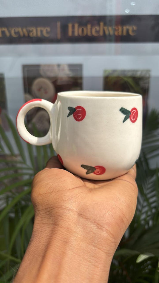 Red Floral Oval Coffee Mug