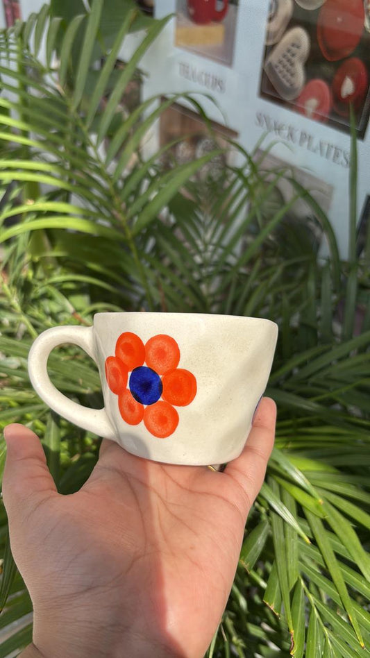 Orange  Floral Tea Cup