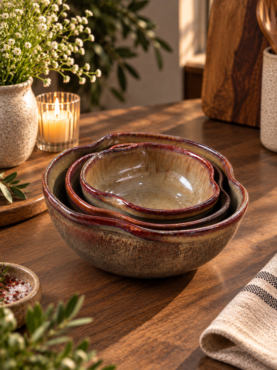 Amberstone Serving Bowl Set (Set of 3)