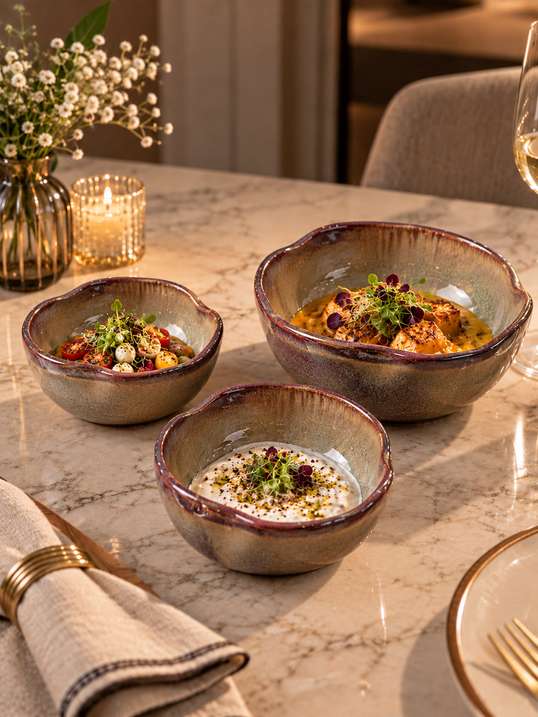 Amberstone Serving Bowl Set (Set of 3)