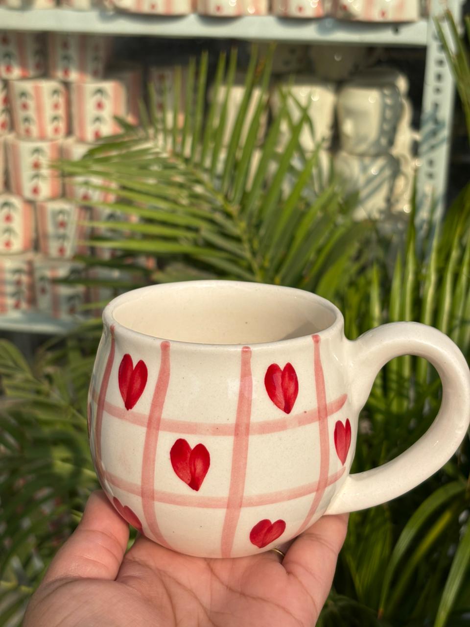 Amour Rose Plaid Ceramic Mug