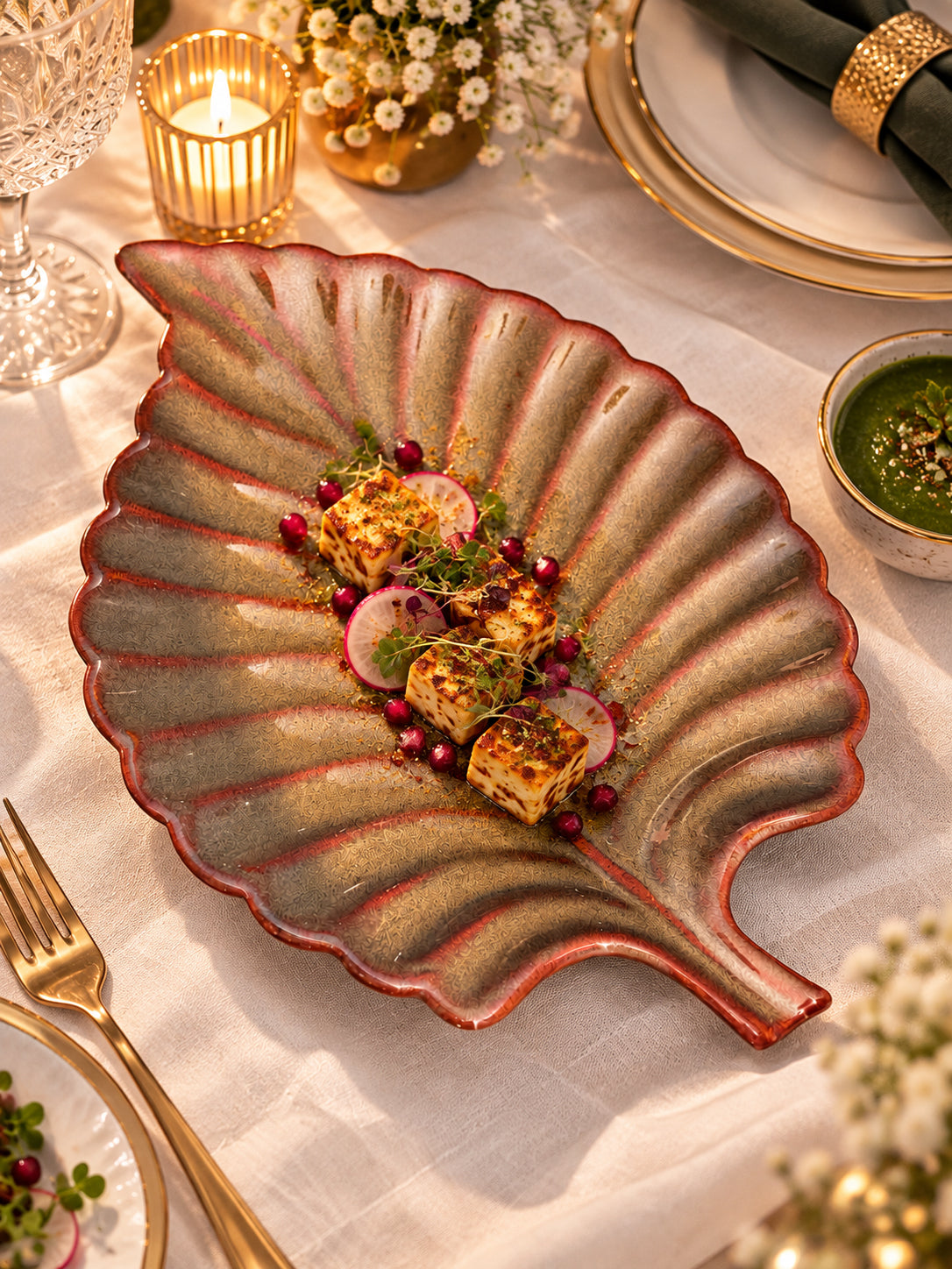 Autumn Glow Leaf Platter