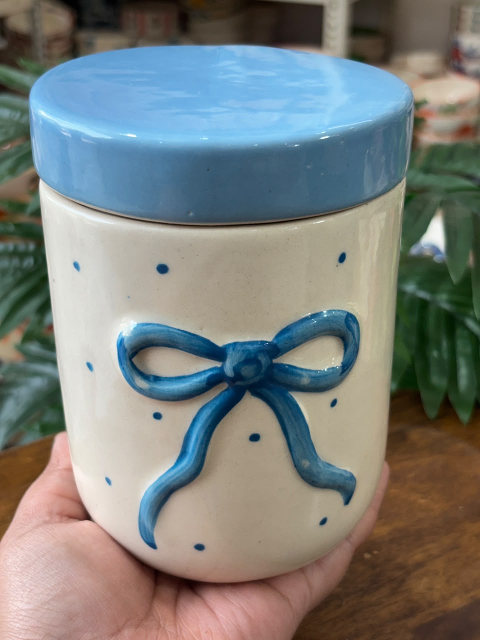 Azure Bow Ceramic Jar