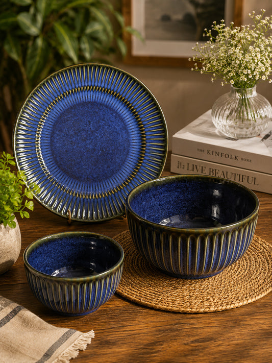 Azure Flute Dinner Set (Set of 3)