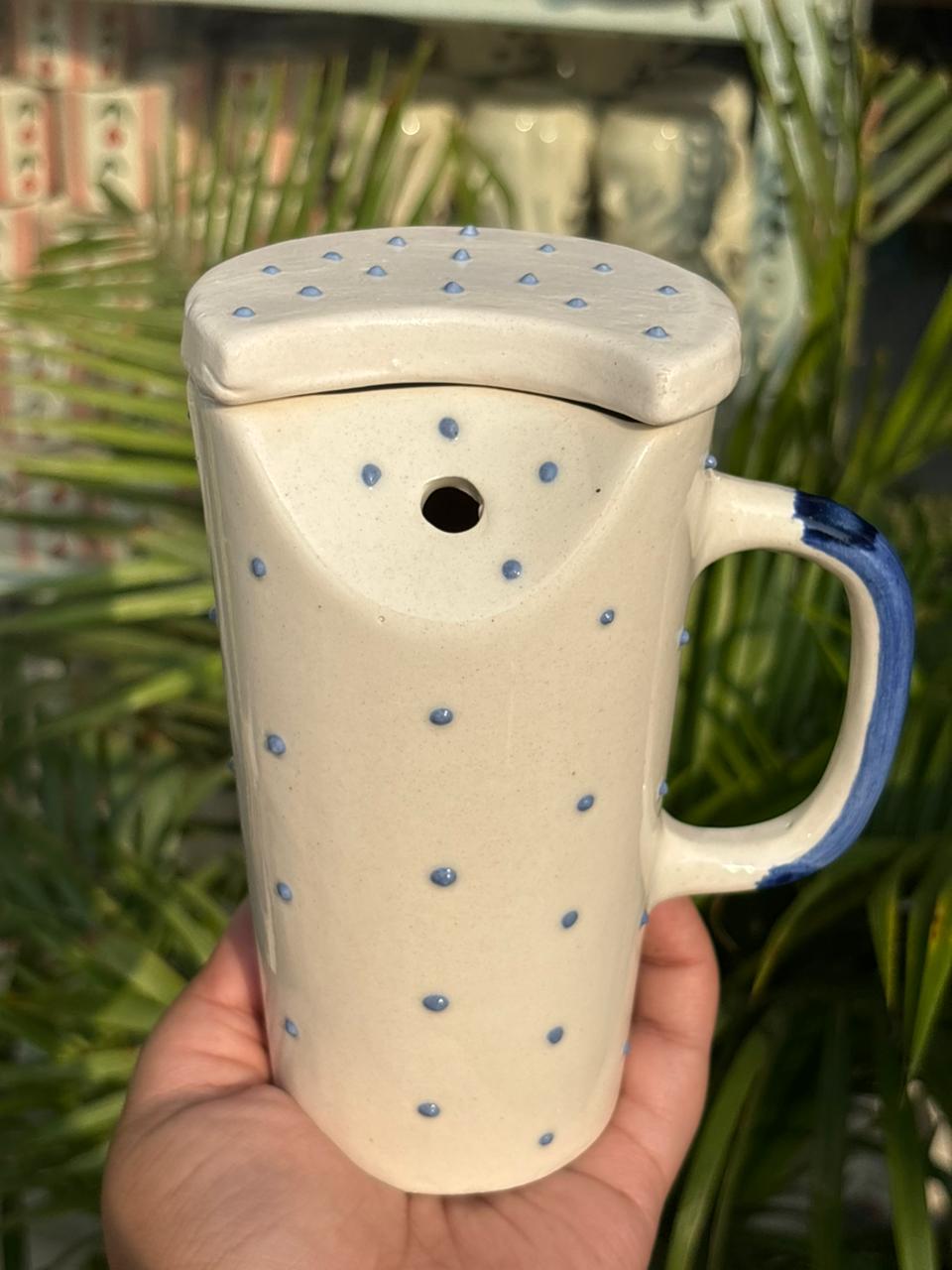 Azure Sprinkle Ceramic Sipper with Lid