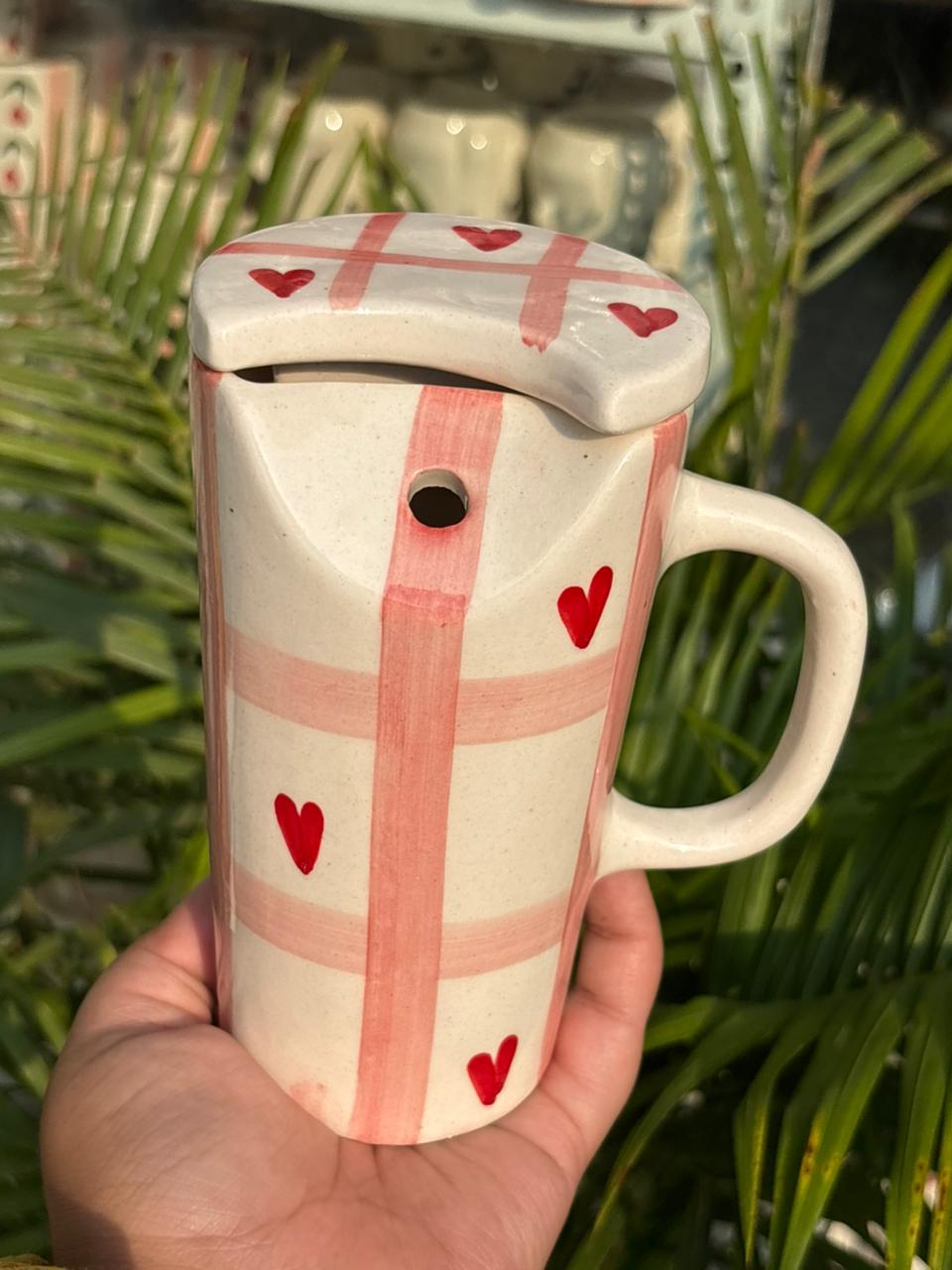 Bloom & Blush Ceramic Sipper with Lid