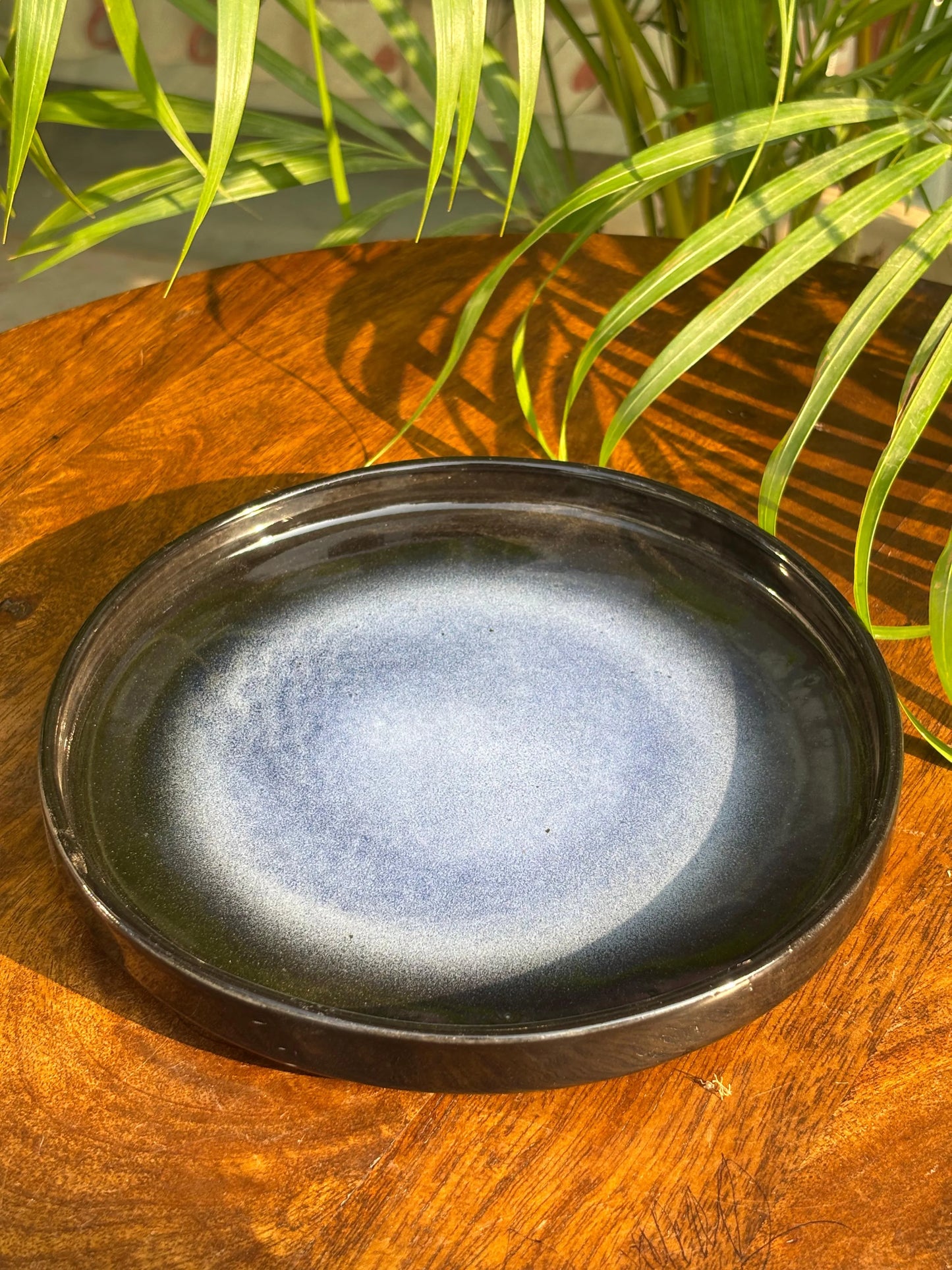 Blue & Black Glaze Snack Plate/Platter
