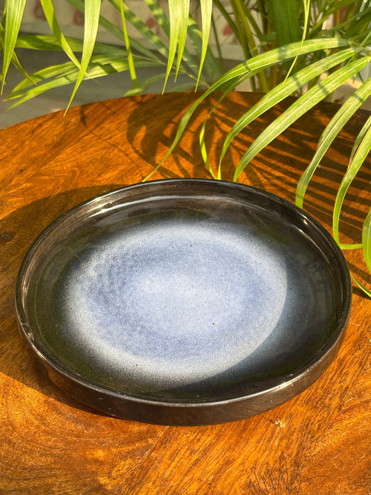 Blue & Black Glaze Snack Plate/Platter