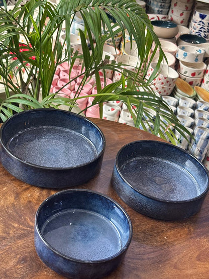 Blue Meadow Reverie Serving Bowl Set (Set of 3)