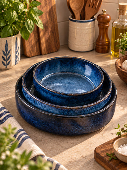 Blue Meadow Reverie Serving Bowl Set (Set of 3)