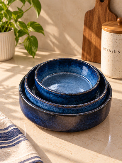 Blue Meadow Reverie Serving Bowl Set (Set of 3)